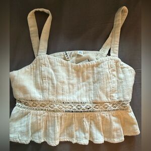 Roxy Cream Crochet-Trim Peplum Tank Top — NWT